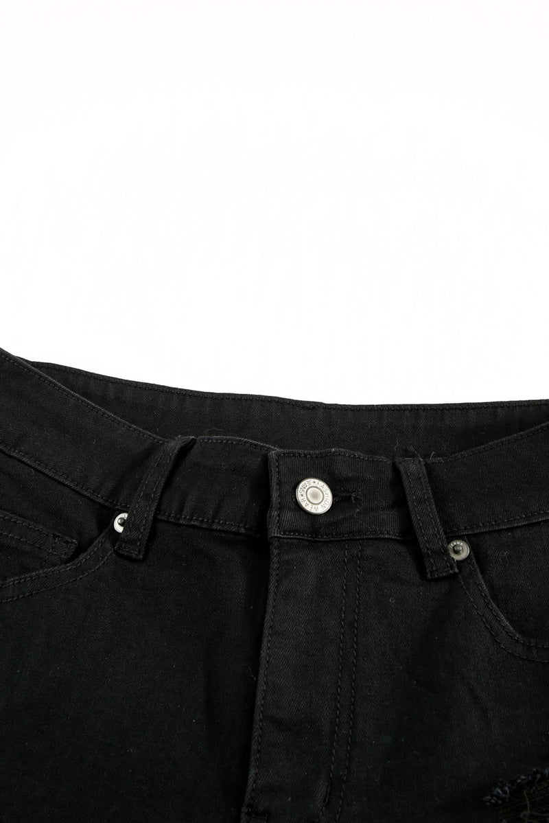 Distressed Cuffed Denim Shorts - Voguevally