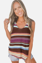 Striped Knit Tank Top freeshipping - Voguevally Global