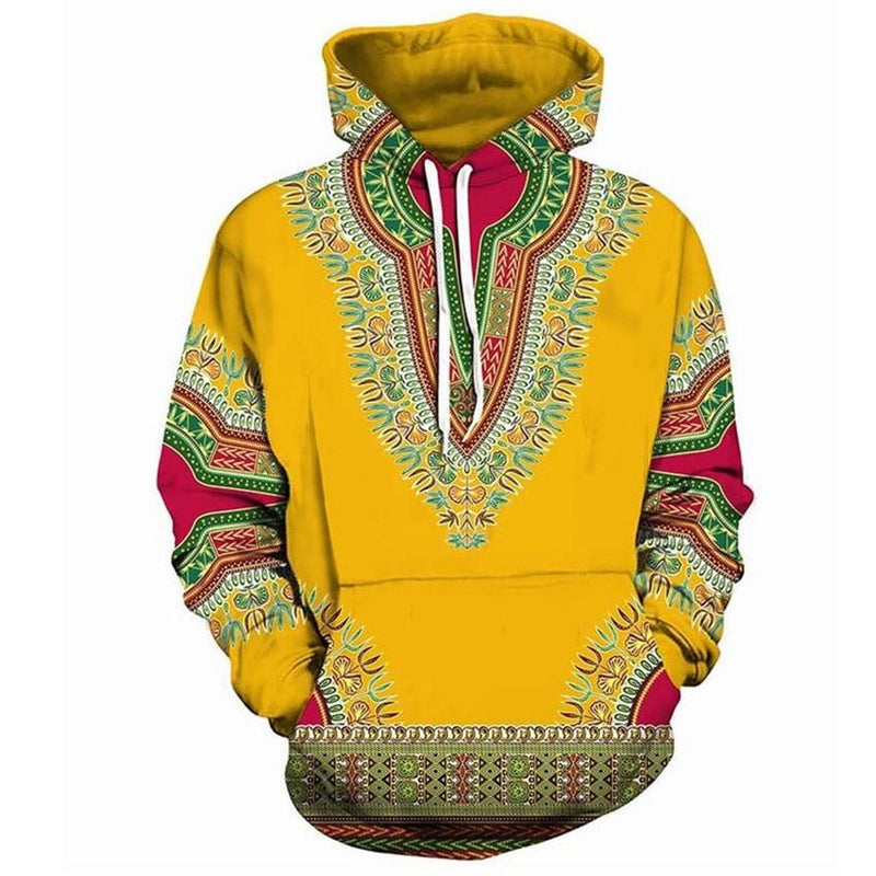 Men's Ethnic Print Hooded Sweatshirt freeshipping - Voguevally Global