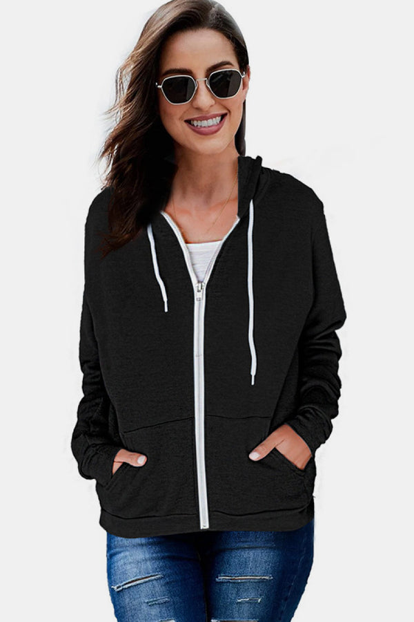 Solid Pocket Zipper Hoodie freeshipping - Voguevally Global