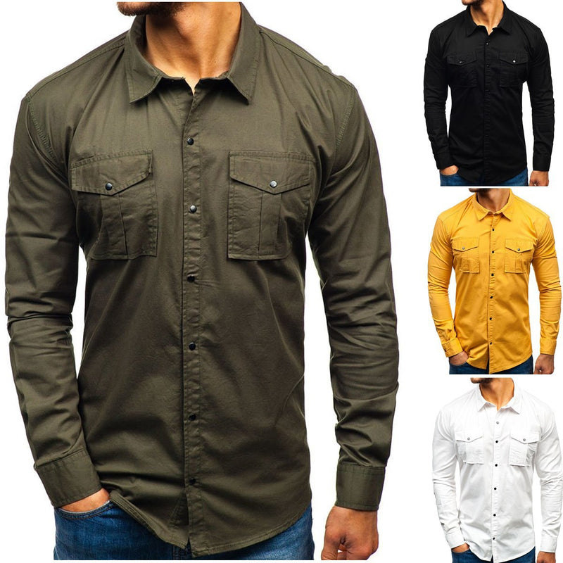 Men Autumn Winter Long Sleeve Blouse Man Cotton Shirt freeshipping - Voguevally Global