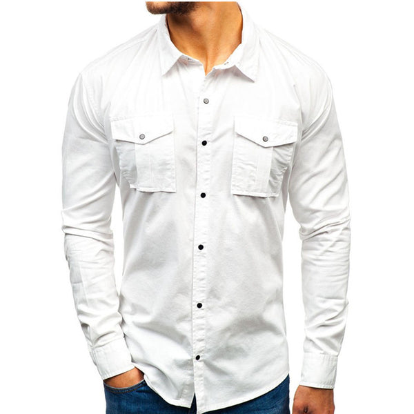 Men Autumn Winter Long Sleeve Blouse Man Cotton Shirt freeshipping - Voguevally Global