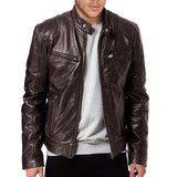 Pu Leather Collar Slim Leather Jacket freeshipping - Voguevally Global