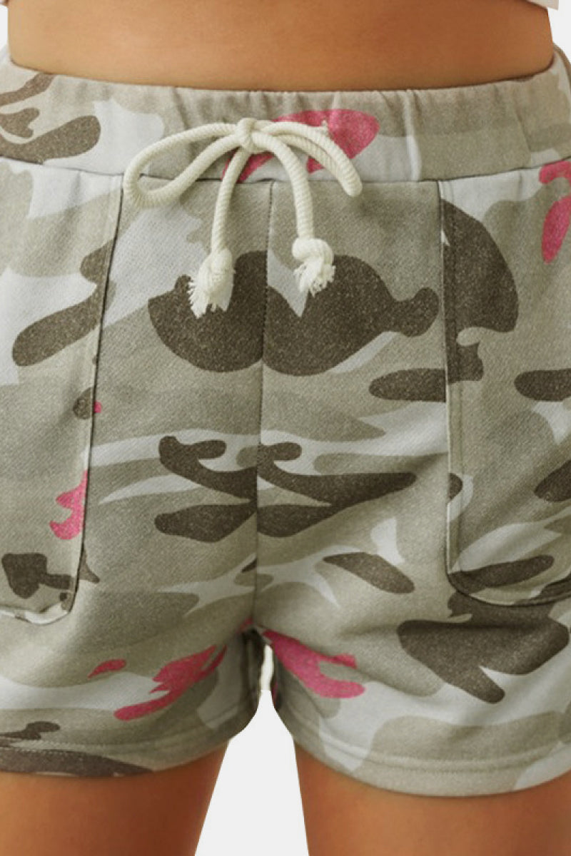 Camouflage High Rise Drawstrings Shorts freeshipping - Voguevally Global