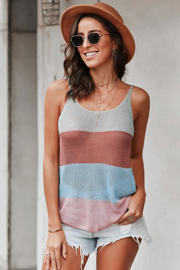 Multicolor Knitted Cami Tank Top freeshipping - Voguevally Global