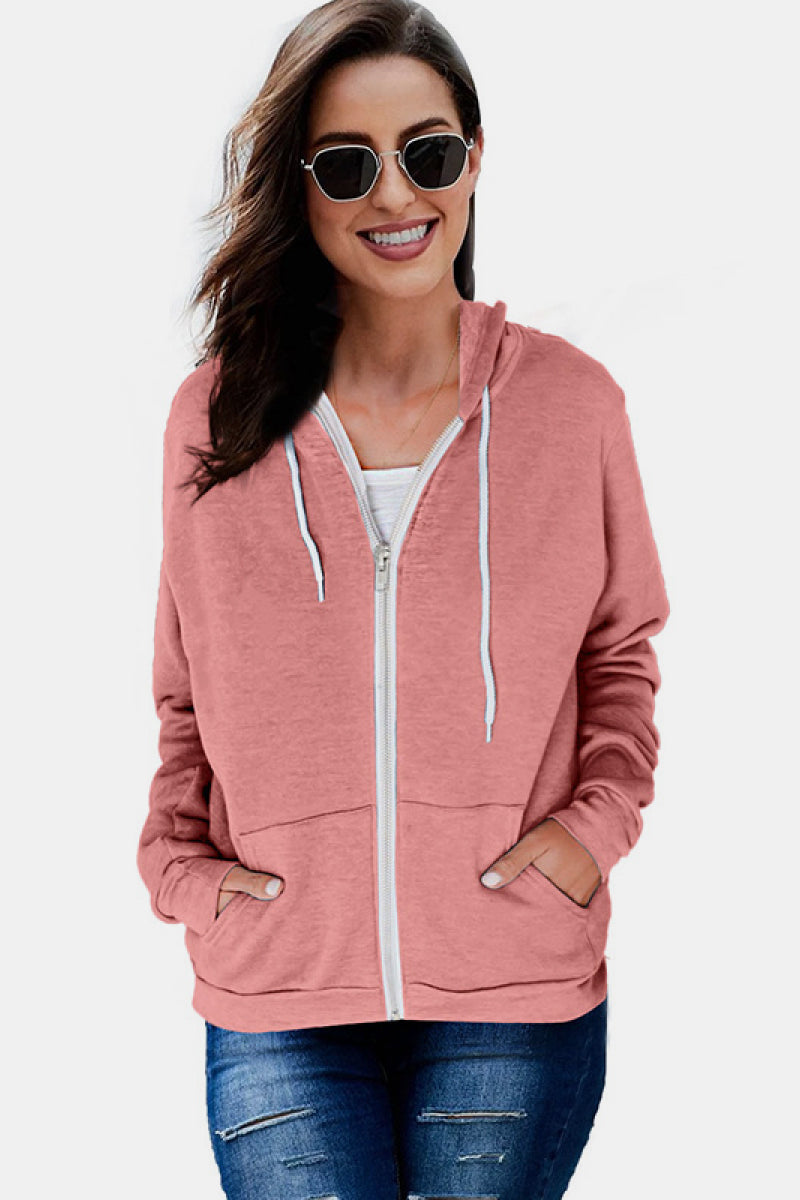 Solid Pocket Zipper Hoodie freeshipping - Voguevally Global