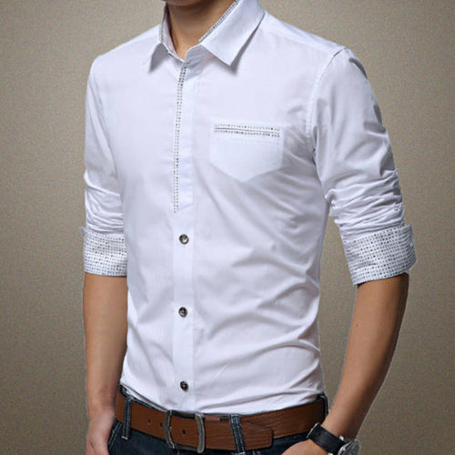 Mens Shirt with Contrasting Pocket and Cuff Details - Voguevally