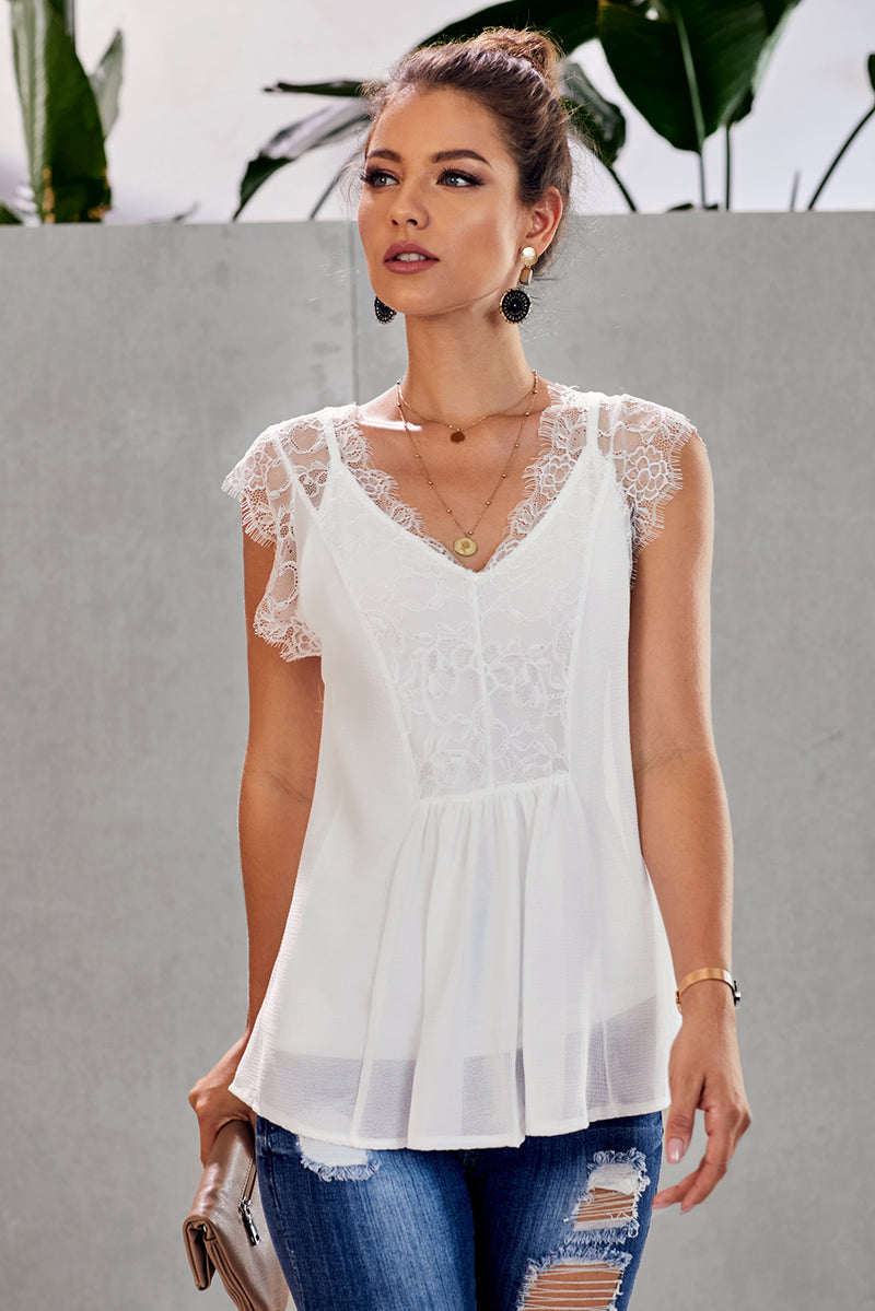 Lace Tank Top with Vest freeshipping - Voguevally Global