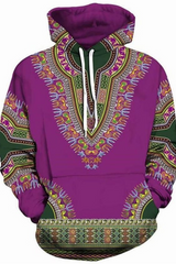 Men's Ethnic Print Hooded Sweatshirt