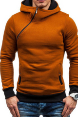 Oblique Zipper Solid Color Men Hoodies Tracksuit/Sweatshirt