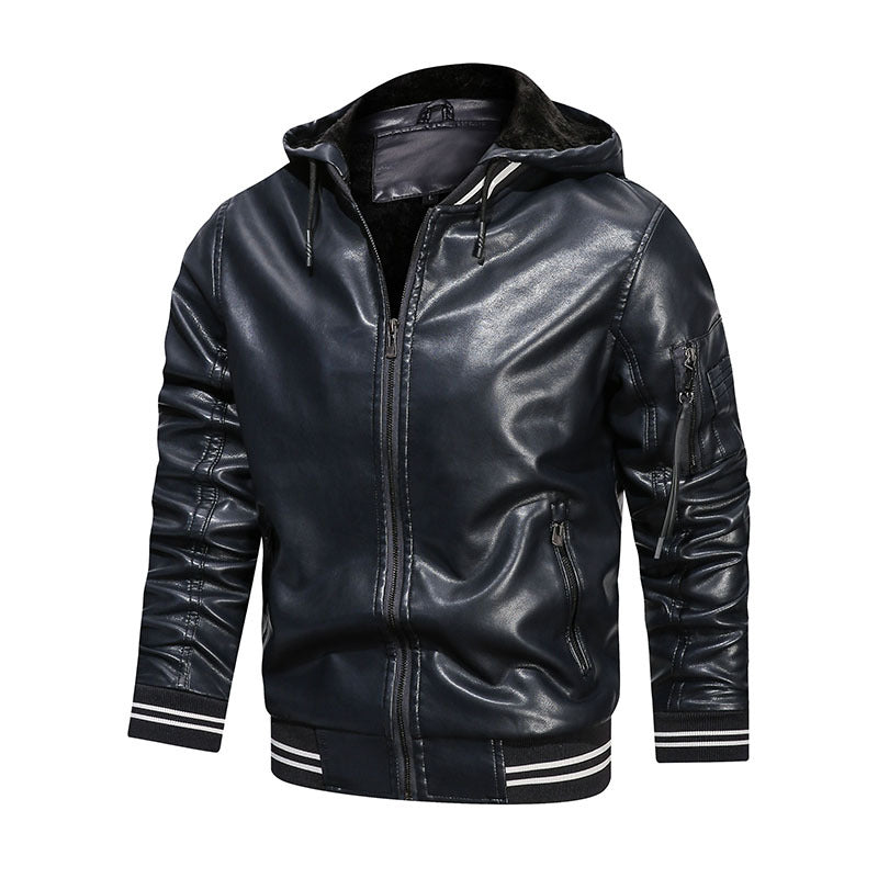 Men's Jacket Spot Hooded Multi-pocket Leather Jacket Men freeshipping - Voguevally Global