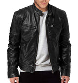 Pu Leather Collar Slim Leather Jacket freeshipping - Voguevally Global