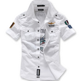 Mens Short Sleeve Military Style Shirt freeshipping - Voguevally Global